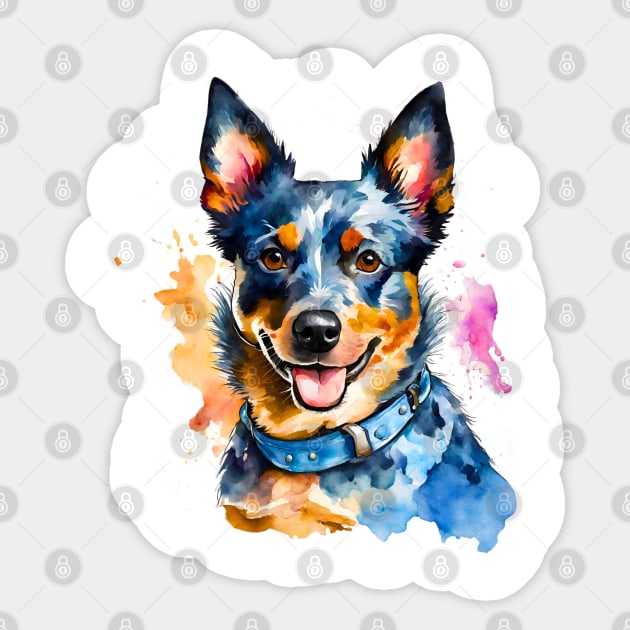 Blue Heeler Watercolor Blue Heeler Sticker TeePublic